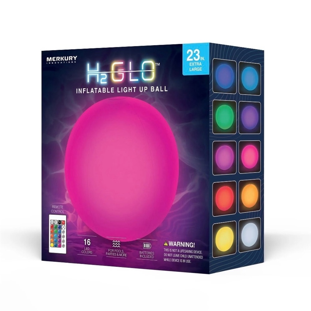Merkury H2GLO Inflatable Light Up Ball - Pink